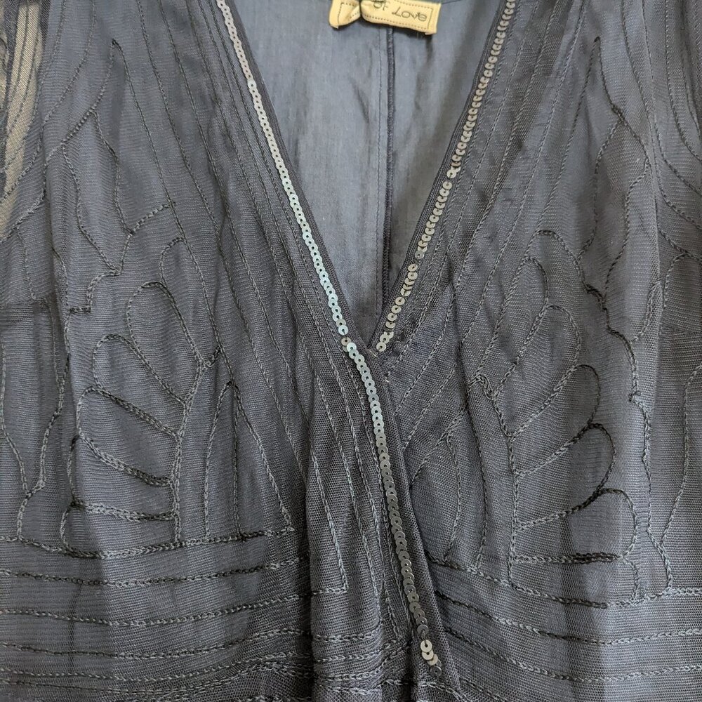 Midi length sheer navy dress